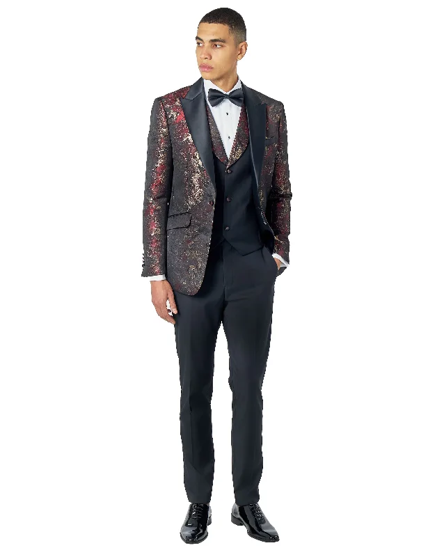 ALINO – MAROON WEDDING PARTY TUXEDO 3 PIECE SUIT