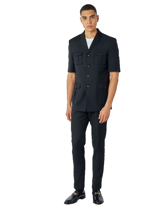 Retro Black 2 Piece Short Sleeve Safari Suit