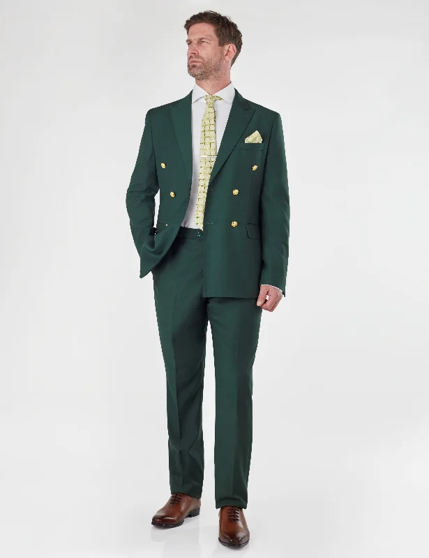 GREEN DOUBLE BREASTED TAILORED SUIT GOLD BUTTONS