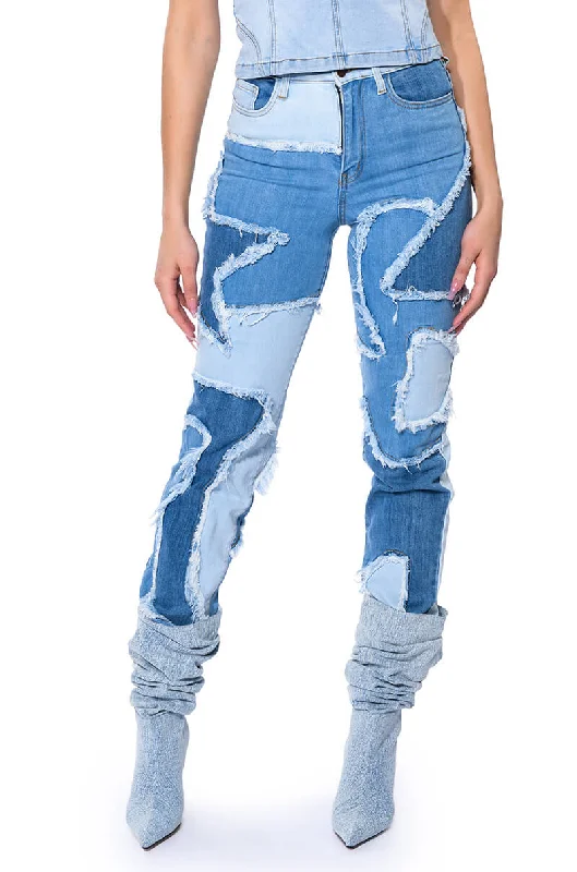 LITTLE BIT OF FUN FRAYED RELAXED FIT JEANS