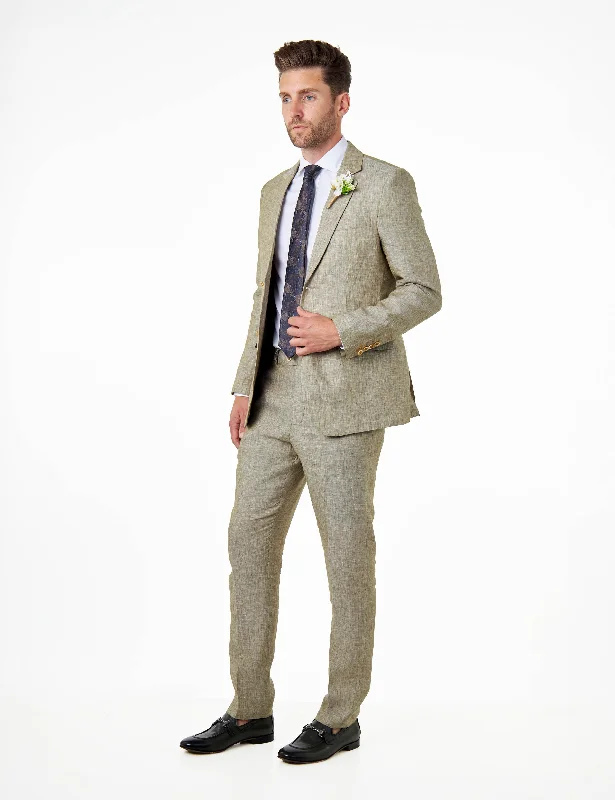 Tailored Fit Sage Green 100% Linen 2 Piece Suit