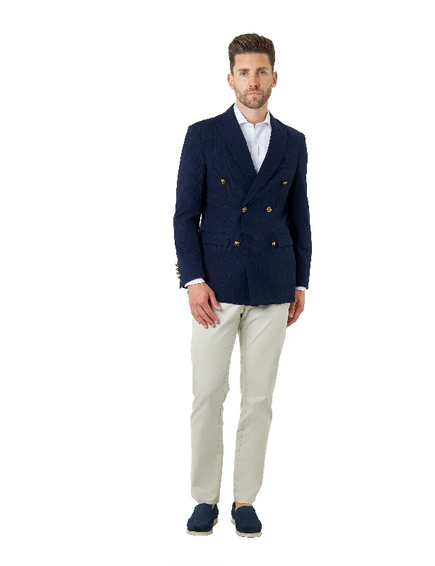 FINLEY – Navy Prince of Wales Check Double Breasted Jacket with Chino