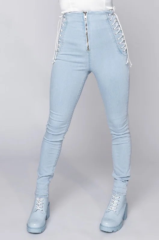 MARGOT LACE SKINNY JEANS LIGHT BLUE DENIM