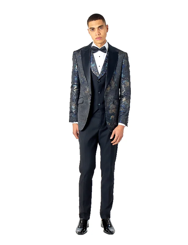 ALINO – TAILORED FIT BLACK BLUE DINNER SUIT 3 PIECE