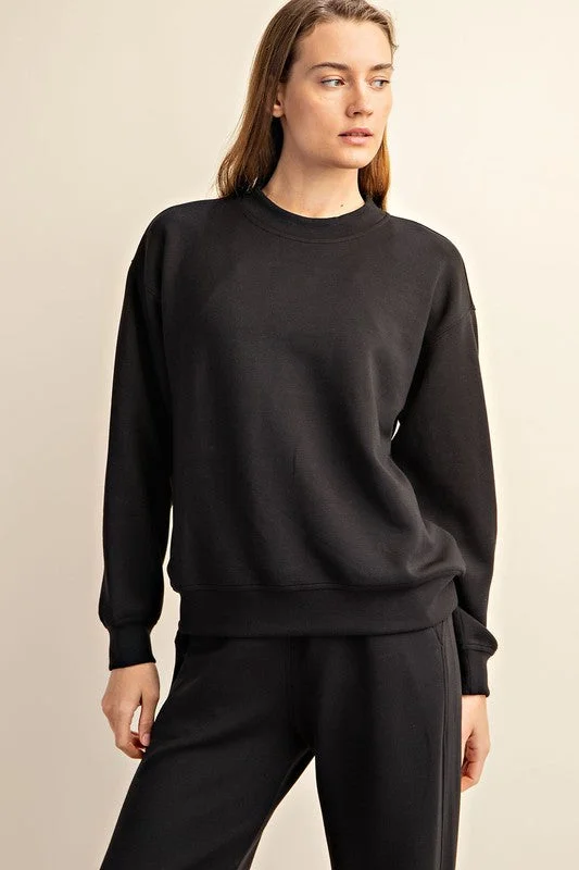 Upscale Comfort Black Scuba Pullover