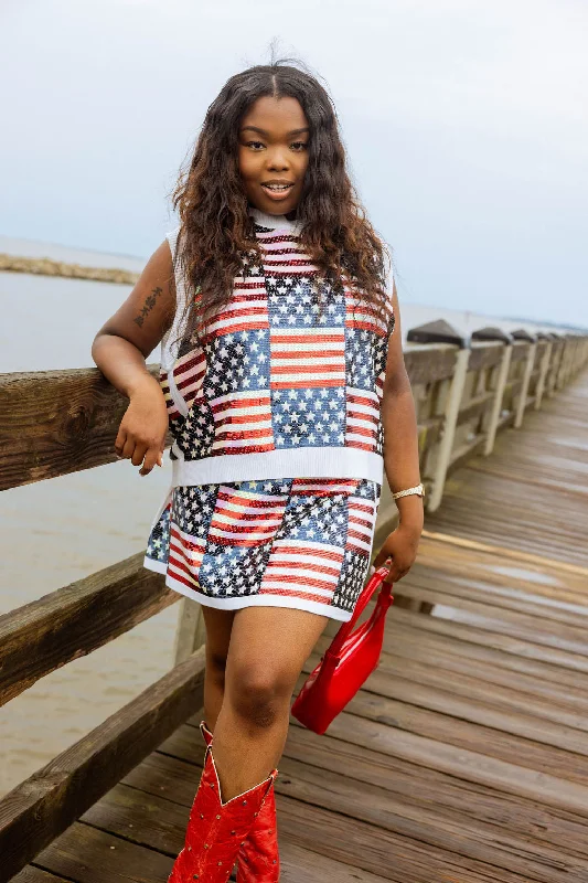 Full Sequin Stars & Stripes Skirt