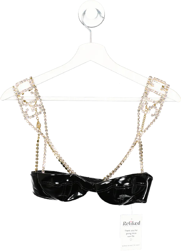 GCDS Black Bling Vinyl Bralet UK XS