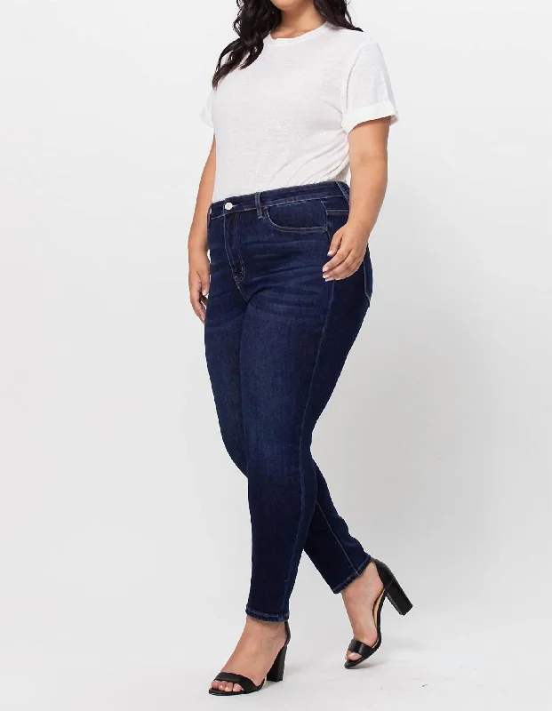 Plus Size High Rise Ankle Skinny Jeans In Dark Wash