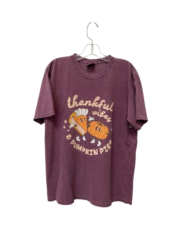 Top Short Sleeve By Comfort Colors In Purple, Size: L