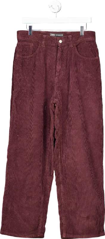 Zara Burgundy Corduroy Trousers EU 38