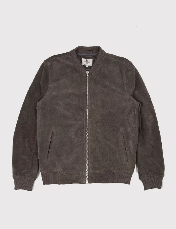 Bellfield Tupelo Suede Bomber Jacket - Grey