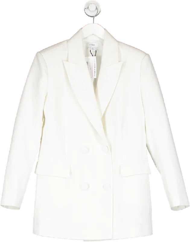 Coast White Double Breasted Shoulder Pad Oversized Blazer UK 8