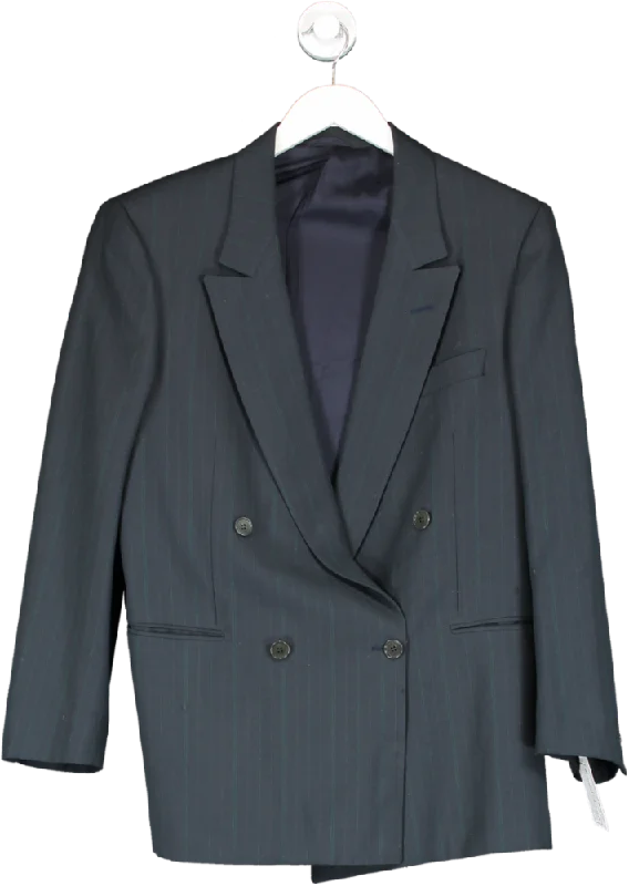 GUZMAN Blue Double Breasted Pinstripe Blazer UK M