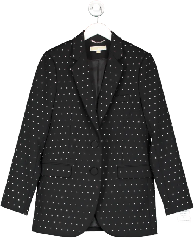 MICHAEL Michael Kors Black Crystal Embellished Single Breasted Blazer UK 6