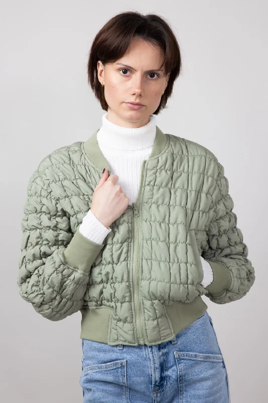 Quilted Puffer Jacket for Women in Sage | JQD004-SAGE