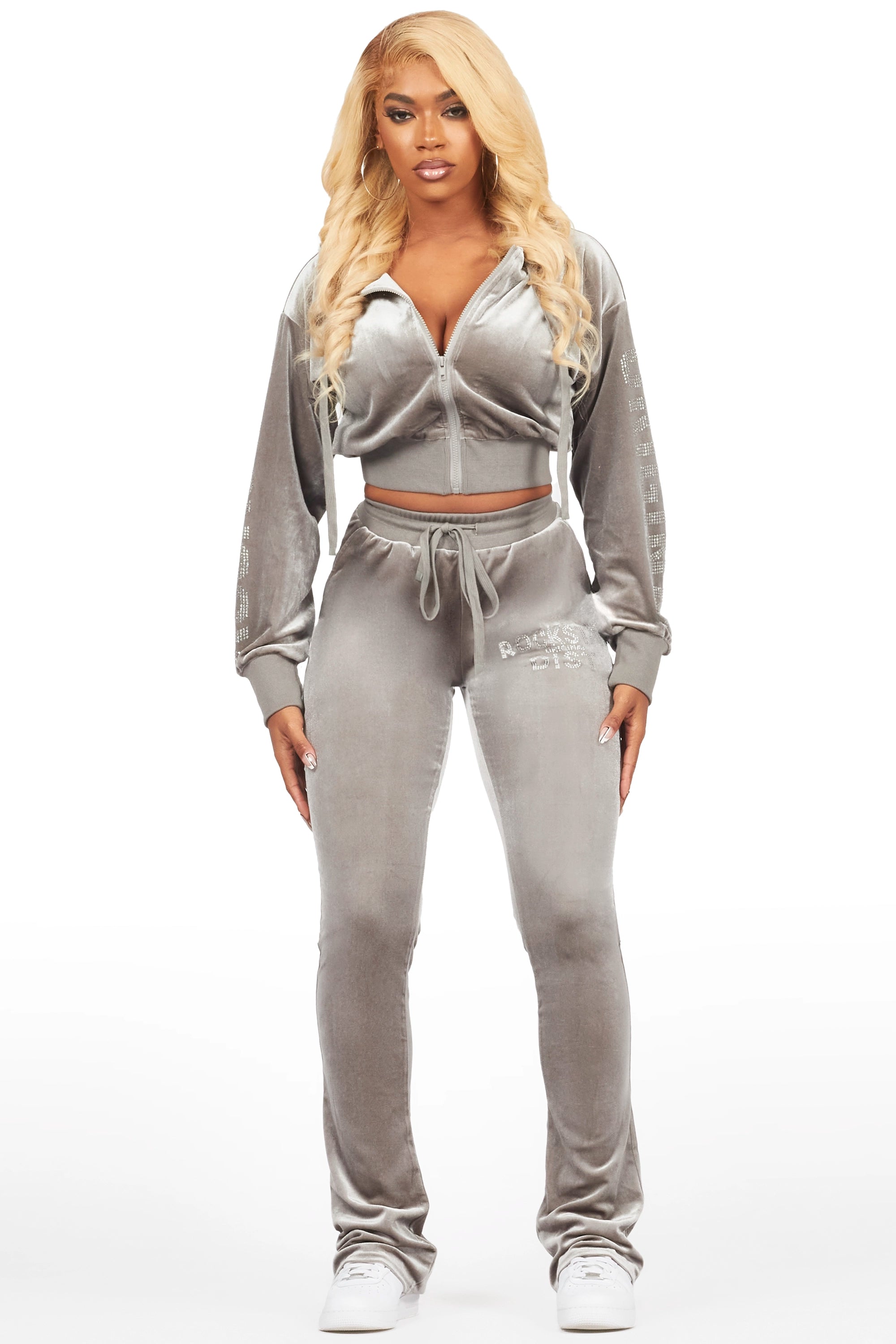 Shakura Grey Stacked Velour Trackset