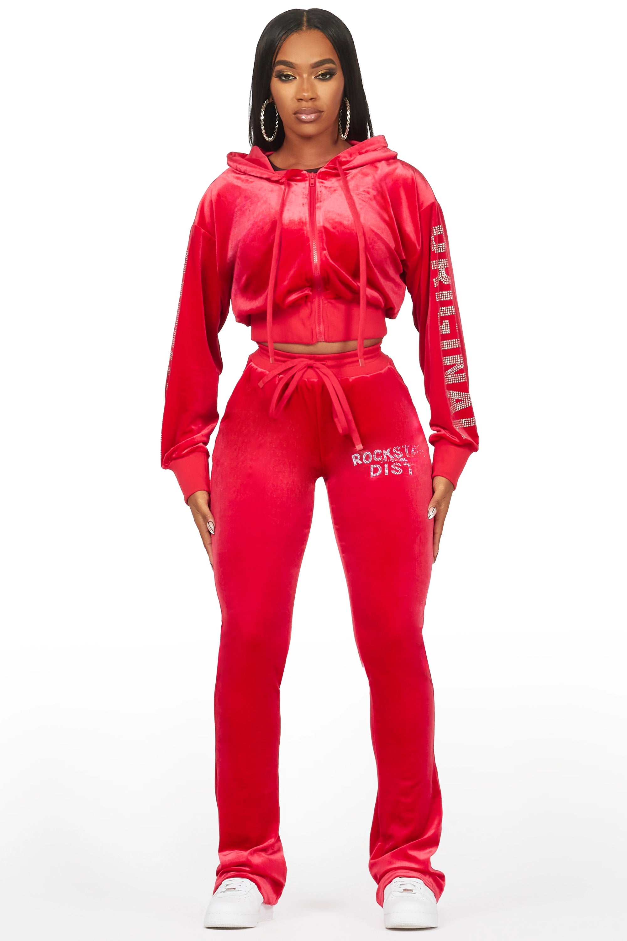 Shakura Red Stacked Velour Trackset