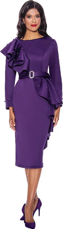 Divine Apparel DN12131 Long Sleeve Formal Midi Dress