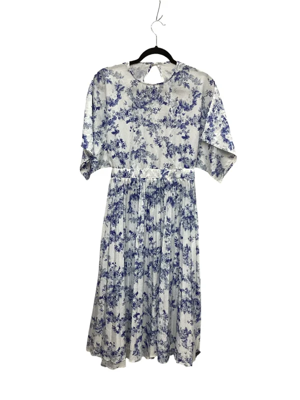 Dress Casual Midi By Pretty Little Thing In Blue & White, Size: M