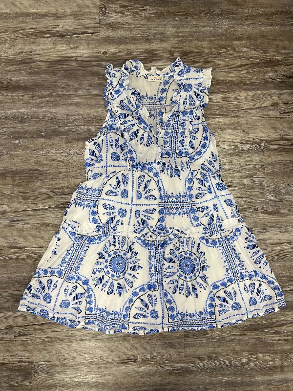 Dress Casual Midi By Vineyard Vines In Blue & White, Size: L