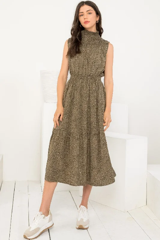 Smocked Sleeveless Midi Dress