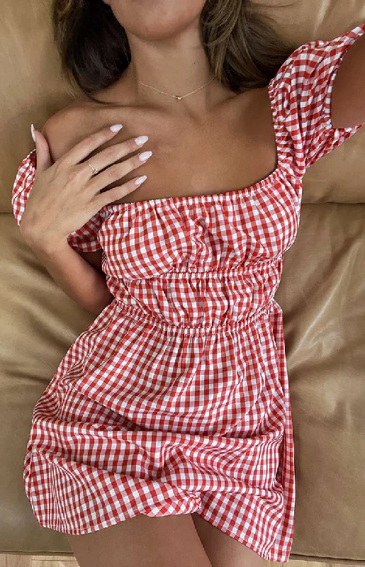 I'm Yours Red Gingham Mini Dress