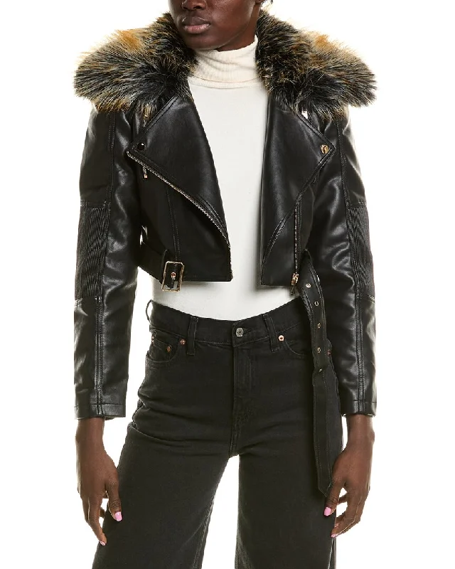 Beulah Asymmetrical Crop Moto Jacket