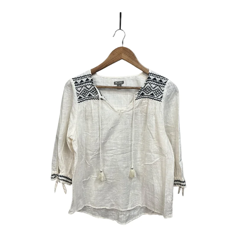 Blouse 3/4 Sleeve By Falls Creek In White, Size: S