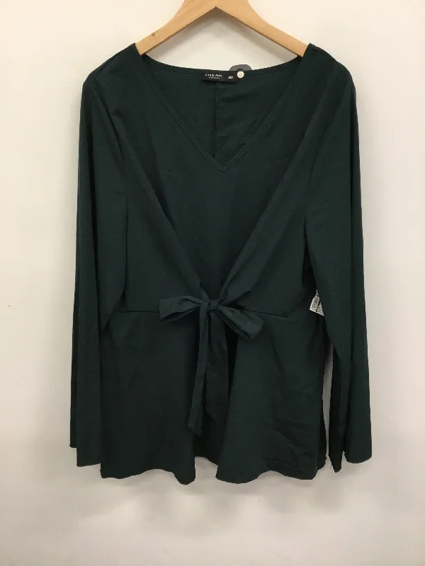 Blouse Long Sleeve By Shein In Green, Size: 3x