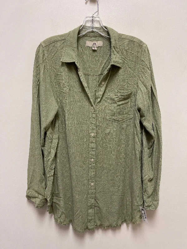 Blouse Long Sleeve By Thread And Supply In Green, Size: L