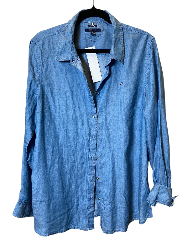 Blouse Long Sleeve By Tommy Hilfiger In Blue, Size: Xl