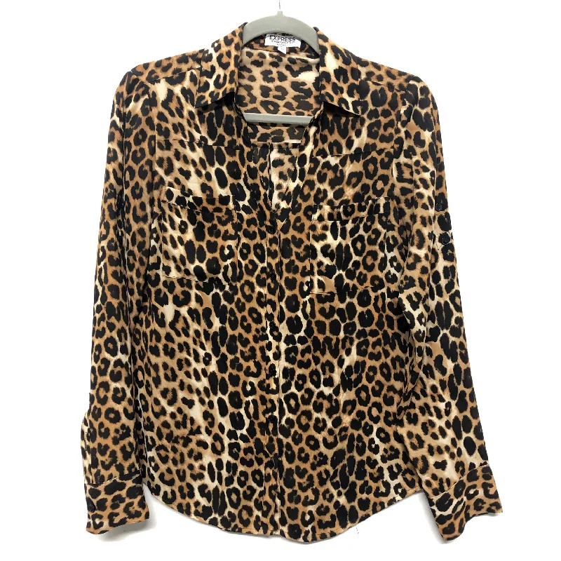 Blouse Ls By Express In Leopard Print, Size:Xs