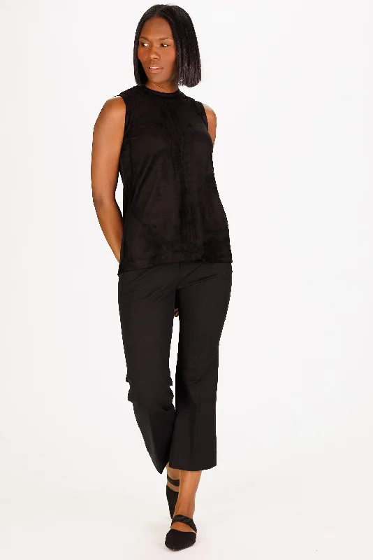 Lilliana Top in Black Stretch Suede