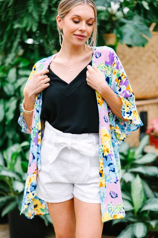 Never Miss A Beat Blue Floral Kimono