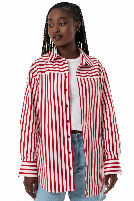 Poplin Stripe Shirt _ 153777 _ Red