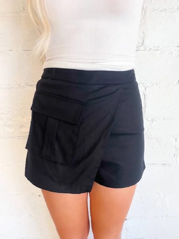 Ride The Wave Asymmetrical Shorts In Black