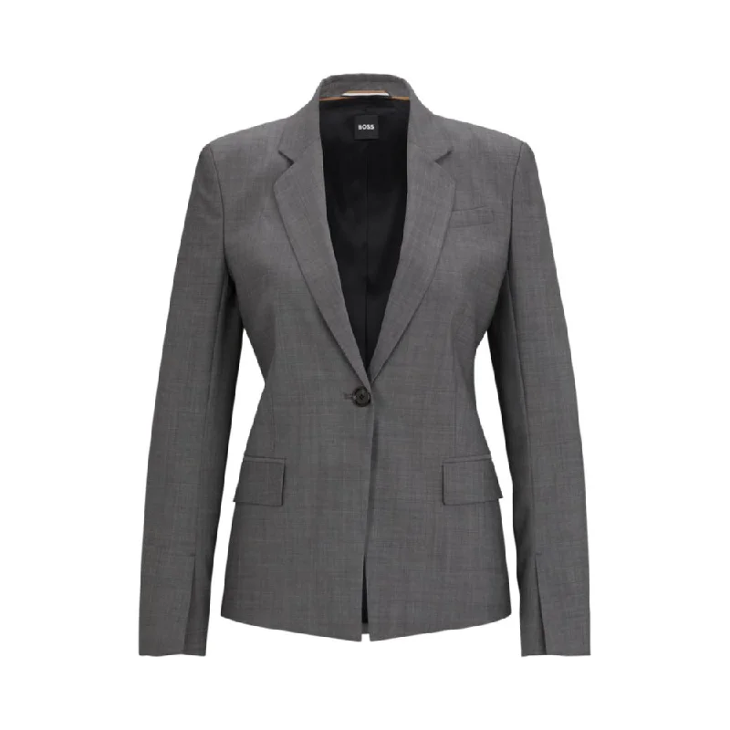 Slim-fit jacket in Italian virgin-wool sharkskin