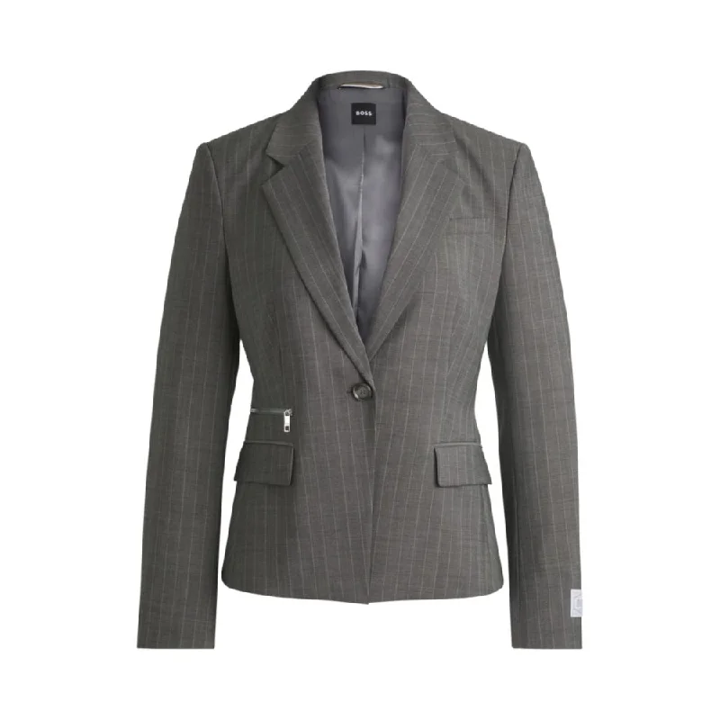 Slim-fit jacket in striped wool