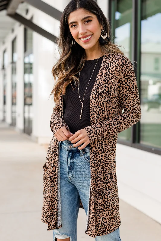 Support You Brown Leopard Cardigan