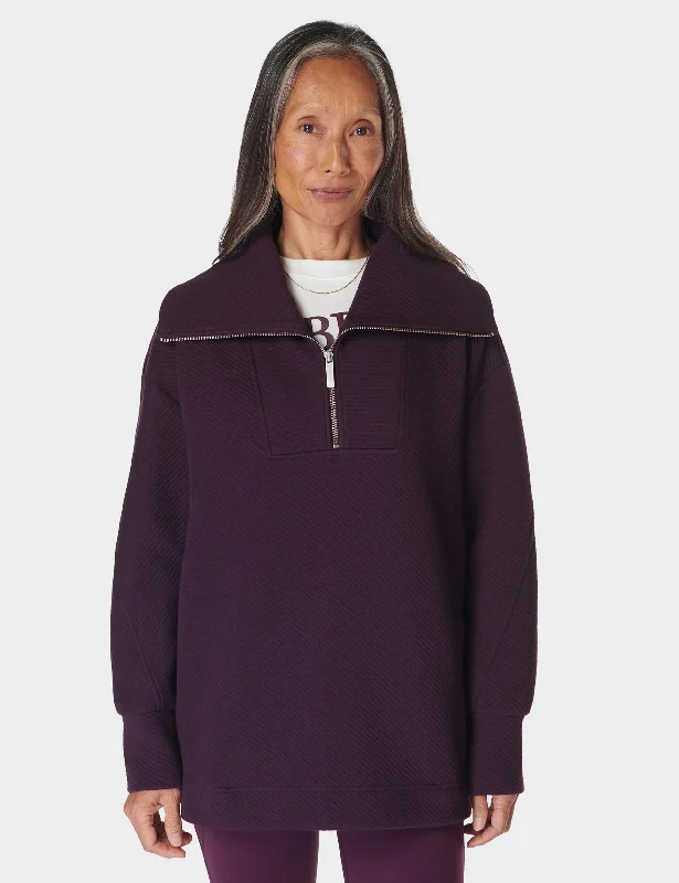 Radiant Half Zip Sweatshirt - Midnight Cherry Purple