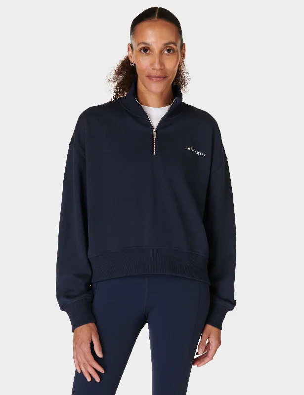 Revive Crop Half Zip - Navy Blue