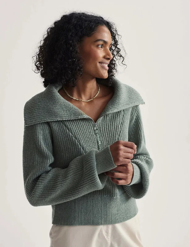 Mentone Half-Zip Knit Pullover - Lily Pad