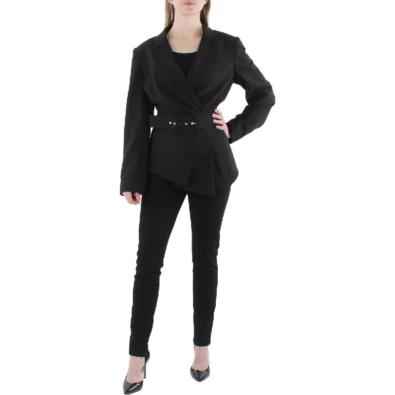 Womens Woven Long Sleeves Double-Breasted Blazer